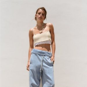 Zara satin double effect crop top
